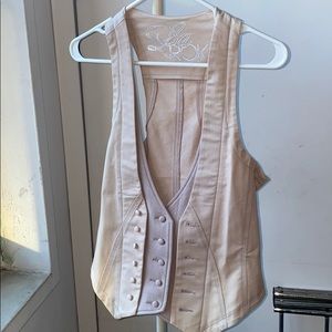Like New LaRok Jean Vest Jacket Tan Color L